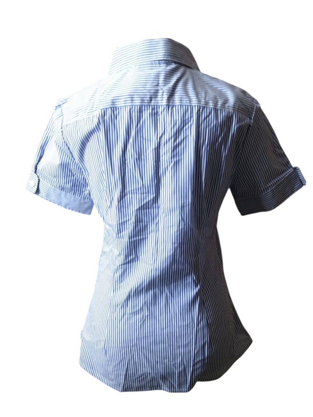 Banana Republic Size 4 Non-Iron Blue White Striped Button Front Collared Blouse - Picture 5 of 8